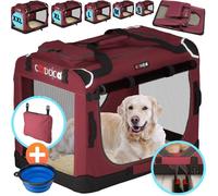 CADOCAŽ Cage de Transport S Rouge pour Animaux Chien Chat Rongeur Respirant Pliable Sac de Transport Matelas Douillet