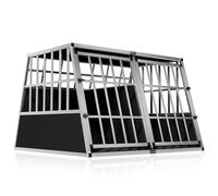 CADOCA® Cage de Transport XXL pour Animaux Aluminium MDF 2 Portes Noir Caisse Chien boîte Box de Transport Voiture