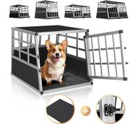 CADOCA® Caisse de transport pour chiens en aluminium Coffre de transport pour chiens robuste à fermer trapézoïdal M 54x70x51cm Caisse de voyage Caisse de voiture Caisse de transport pour animaux