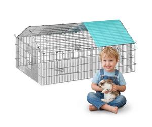 Cadoca Enclos pour Lapin Vert en Métal - Cage Extérieure 180x75 cm avec Toit Amovible et Bâche Protection UV