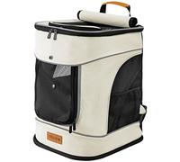 CADOCA® Sac à Dos pour Chat, Petit Chien, Animaux domestiques Beige 12 KG Poches latérales Laisse Incluse Sac de Transport