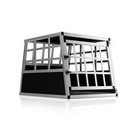 Cage de Transport pour Animaux domestiques 70x54x51 cm Aluminium MDF 1 Porte Noir Argent Caisse Chien Chat Rongeur boîte Box