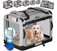 CADOCAŽ Cage de Transport XL Gris pour Animaux Chien Chat Rongeur Respirant Pliable Sac de Transport Matelas Douillet