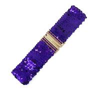 Cadoline Ceinture à paillettes violette pour femmes avec élastique extensible et boucle dorée Corset