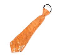 Cadoline Cravate à pince orange en polyester à paillettes pour homme, 38 x 8 cm