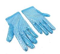 Cadoline Gants de déguisement en polyester à paillettes pour femmes bleu clair 22 cm
