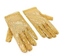 Cadoline Gants de déguisement en polyester à paillettes pour femmes dorées 22 cm