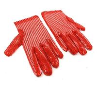 Cadoline Gants de déguisement en polyester à paillettes pour femmes rouges 22 cm