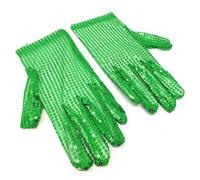 Cadoline Gants de déguisement en polyester à paillettes pour femmes vertes 22 cm