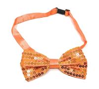 Cadoline Nœud papillon orange en polyester à paillettes pour homme, 22 x 6 cm