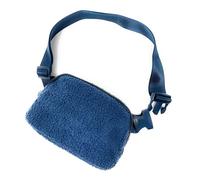 Cadoline Sac banane en peluche polaire Sherpa bleu foncé sac à main 14x20.5x5cm
