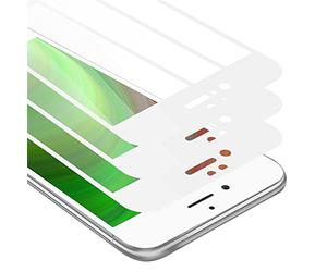 cadorabo 3x Plein écran Film de protection compatible avec Apple iPhone 6 / 6S en TRANSPARENT avec BLANC - 3x Verre de protection d'écran durci (Tempered) d'une dureté de 9H avec 3D Touch