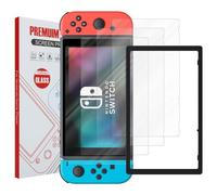 cadorabo 4x plein écran en verre trempé compatible avec Nintendo Switch 4in1 - Film de protection en - Pack de 4 verres de protection d'écran trempés avec aide à l'installation