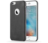 cadorabo Apple iPhone 6 / iPhone 6S Coque Plastique Dur Vintage Similicuir en Noir Vintage - Housse de Protection Rigide Ultra Mince - Etui Hard Case Cover Ultra Slim Fine Bumper