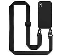 cadorabo Chaîne de téléphone Portable Compatible avec Apple iPhone XS Max en Liquid Black - Housse de Protection en Silicone avec Cordon de Longueur réglable