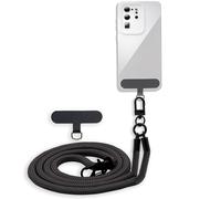 cadorabo Chaîne de téléphone Portable Compatible avec Samsung Galaxy A11 / M11 en Noir - Cordon de téléphone réglable Pad Amovible pour insérer