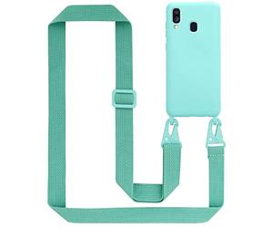 cadorabo Chaîne de téléphone Portable Compatible avec Samsung Galaxy A40 en Liquid Turquoise - Housse de Protection en Silicone avec Cordon de Longueur réglable