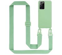 Cadorabo Chaîne de téléphone portable compatible avec Samsung Galaxy NOTE 20 PLUS en LIQUID LIGHT GREEN - Étui de protection en silicone avec cordelette réglable