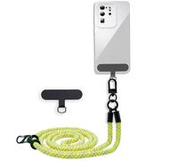 cadorabo Collier Universel pour téléphone en Jaune - Convient à la Plupart des téléphones et étuis Courants - Cordon de téléphone réglable Pad Universel Amovible pour insérer