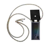 cadorabo Coque Collier Compatible avec Samsung Galaxy A21s in Rainbow - Housse Protection en Silicone Transparent avec Anneaux Argentés, Cordon pour Mettre Autour de Cou et Etui Détachable
