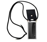 cadorabo Coque Collier pour Huawei P Smart 2019 in Noir - Housse Protection en Silicone Transparent avec Anneaux Dorés, Cordon pour Mettre Autour de Cou et Etui Détachable