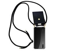 cadorabo Coque Collier pour Huawei P20 in Noir - Housse Protection en Silicone Transparent avec Anneaux Dorés, Cordon pour Mettre Autour de Cou et Etui Détachable