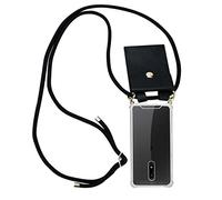 cadorabo Coque Collier pour Nokia 5 2017 in Noir - Housse Protection en Silicone Transparent avec Anneaux Dorés, Cordon pour Mettre Autour de Cou et Etui Détachable