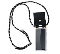 cadorabo Coque Collier pour OnePlus 5 in Noir Argent - Housse Protection en Silicone Transparent avec Anneaux Dorés, Cordon pour Mettre Autour de Cou et Etui Détachable