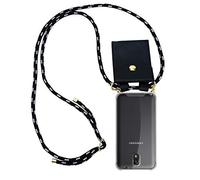 cadorabo Coque Collier pour Samsung Galaxy Note 3 in Noir Argent - Housse Protection en Silicone Transparent avec Anneaux Dorés, Cordon pour Mettre Autour de Cou et Etui Détachable