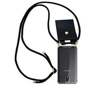 cadorabo Coque Collier pour Samsung Galaxy Note 3 in Noir - Housse Protection en Silicone Transparent avec Anneaux Dorés, Cordon pour Mettre Autour de Cou et Etui Détachable
