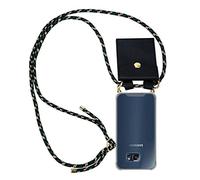 cadorabo Coque Collier pour Samsung Galaxy S6 Edge in Camouflage - Housse Protection en Silicone Transparent avec Anneaux Dorés, Cordon pour Mettre Autour de Cou et Etui Détachable