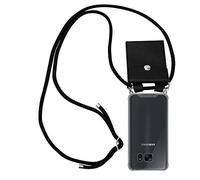cadorabo Coque Collier pour Samsung Galaxy S7 in Noir - Housse Protection en Silicone Transparent avec Anneaux Argentés, Cordon pour Mettre Autour de Cou et Etui Détachable