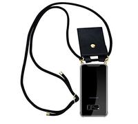 cadorabo Coque Collier pour Samsung Galaxy S8 Plus in Noir - Housse Protection en Silicone Transparent avec Anneaux Dorés, Cordon pour Mettre Autour de Cou et Etui Détachable