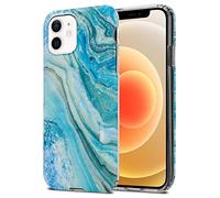 Coque pour Apple iPhone 12 PRO MAX en Marbre Bleu Vert No. 25 Housse de protection Étui en silicone TPU avec motif mosaïque