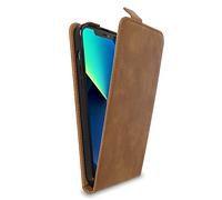 cadorabo Coque Compatible avec Apple iPhone 13 Mini en Noisette Marron - Housse Protection en Style Flip en Similicuir Lisse - Etui Poche Folio Case Cover