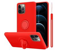 cadorabo Coque Compatible avec Apple iPhone 13 Pro en Liquid Red - Etui pour Téléphone Portable en Silicone TPU Souple avec Anneau - Etui en Silicone Ultra Slim Soft Back Cover Case