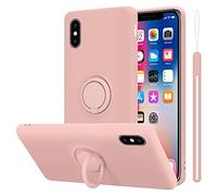 cadorabo Coque Compatible avec Apple iPhone X/XS en Liquid Pink - Etui pour Téléphone Portable en Silicone TPU Souple avec Anneau - Coque en Silicone Ultra Slim Soft Back Cover Case Bumper