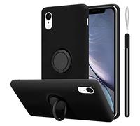 cadorabo Coque Compatible avec Apple iPhone XR en Liquid Black - Etui pour Téléphone Portable en Silicone TPU Souple avec Anneau - Coque en Silicone Ultra Slim Soft Back Cover Case Bumper