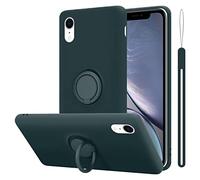 cadorabo Coque Compatible avec Apple iPhone XR en Liquid Green - Etui pour Téléphone Portable en Silicone TPU Souple avec Anneau - Coque en Silicone Ultra Slim Soft Back Cover Case Bumper