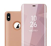 cadorabo Coque Compatible avec Apple iPhone XS Max en KUNZIT Rose - Miroir Clear View - Pochette de Protection avec Fonction de Support Protection à 360 Degrés Style Livre Ultra Slim Case