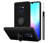 cadorabo Coque Compatible avec Huawei Mate 20 en Liquid Black - Etui pour Téléphone Portable en Silicone TPU Souple avec Anneau - Coque en Silicone Ultra Slim Soft Back Cover Case Bumper