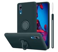 cadorabo Coque Compatible avec Huawei P20 en Liquid Green - Etui pour Téléphone Portable en Silicone TPU Souple avec Anneau - Coque en Silicone Ultra Slim Soft Back Cover Case Bumper