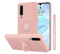 cadorabo Coque Compatible avec Huawei P30 en Liquid Pink - Etui pour Téléphone Portable en Silicone TPU Souple avec Anneau - Coque en Silicone Ultra Slim Soft Back Cover Case Bumper