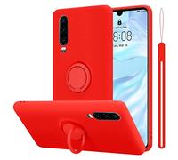 cadorabo Coque Compatible avec Huawei P30 en Liquid Red - Etui pour Téléphone Portable en Silicone TPU Souple avec Anneau - Coque en Silicone Ultra Slim Soft Back Cover Case Bumper
