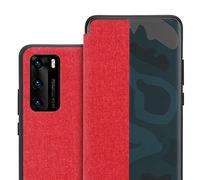 cadorabo Coque Compatible avec Huawei P40 en Rouge - Smart Case en Fibre Optique - Pochette de Protection Ultra Mince avec Fonction de Support Livre de Protection Style Pliable