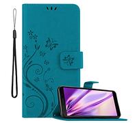 cadorabo Coque Compatible avec Huawei Y5P / Honor 9S en Bleu Floral - Housse Protection en Design de Fleur avec Fermoire Magnétique, Stand Horizontal et 3 Fentes Cartes - Etui Poche Folio Case Cover