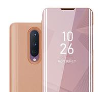 cadorabo Coque Compatible avec OnePlus 8 en KUNZIT Rose - Miroir Clear View - Pochette de Protection avec Fonction de Support Protection à 360 Degrés Style Livre Ultra Slim Case