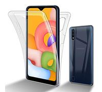 cadorabo Coque Compatible avec Samsung Galaxy A01 en Transparent - Étui pour téléphone Portable Complet à 360 ° Protection Avant et arrière Protection complète avec Protection d'écran