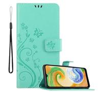 cadorabo Coque Compatible avec Samsung Galaxy A04s / A13 5G / M13 5G en Turquoise Floral - Protection au Design Floral avec Fermeture magnétique, Fonction de Support et emplacements pour Cartes