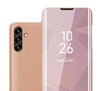 cadorabo Coque Compatible avec Samsung Galaxy A13 5G en KUNZIT Rose - Housse Protection Miroir Clear View - Pochette de Protection avec Fonction de Support Protection à 360 Degrés